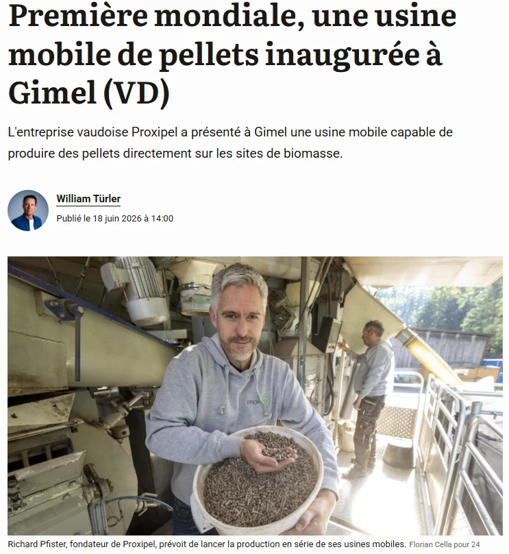 article PME, usine mobile pelletisation
